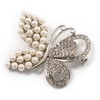Unique Faux Pearl Crystal Butterfly Brooch