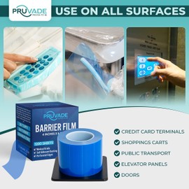 Pruvade Clear Barrier Film 4” x 6” - Self Adhesive Protective Film (1 Box, 1200 Sheets) Universal Dental Instruments Tape Protects Equipment, Makeup, Microblading, Home Surfaces, Roll & Dispenser Box