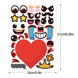 Konsait 24 Sheets Valentine's Day Make Your Own Stickers Decorative, Angel with Heart for Kids Boys Girls Sticker Mix and Match Emoji Love Sticker Valentine Birthday Party Favors Crafts Supplies