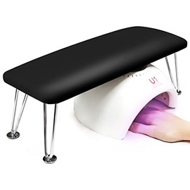 Big Nail Arm Rest Microfiber Leather, Non-Slip Arm Rest for Acrylic Nails, Professional Manicure Hand Rest Nail Tech Arm Rest Pillow Stand (Black)