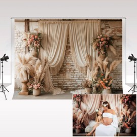 Kate Photography Backdrop 7x5ft Retro Indoor Boho Pampas Grass Flower for Adult Birthday Wedding Maternity Art Portrait Decoration Props Backdrop Photo Studio