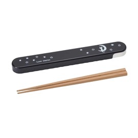 Nakano Chopsticks and Chopstick Case Set, Cat, Star, Moon, Black, Approx. Width 1.2 x Depth 8.3 x Height 0.7 inches (3 x 21 x 1.7 cm), Painted Chopsticks 7.7 inches (19.5 cm), Lunar Chaton MM-437 1 Piece Set of 1