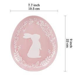 Bico Pastel Color Bunny Stoneware Salad Plates Set, Microwave & Dishwasher Safe, for Easter, Spring