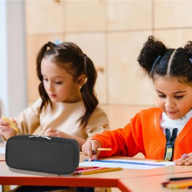 FlowFly Large Capacity Pencil Case for Kids, Boys & Girls – Zippered Multi-Functional Pen Pouch, Soft & Portable Pencil Bag for School, Teens, Students, Black