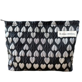 Leisofter Makeup Bag, Large Capacity Cosmetic Bag Floral Makeup Bag, Travel Bag Makeup Purse Toiletry Storage Bag for Women, Heart-black, One size