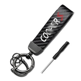 JULOPO 1PCS Car Keychain Compatible with Cooper excellent Carbon fiber texture leather Keychain Detachable Key Rings soft and comfortable Light luxury and Simple style …