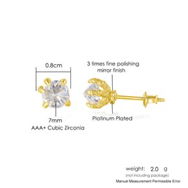 Hopply S925 Sterlings Silver Dragon Claw Stud Earrings,Hypoallergenic Cubic Zirconia Screw Back Mens Earrings Jewelry for Women (Gold White CZ-18K Gold)