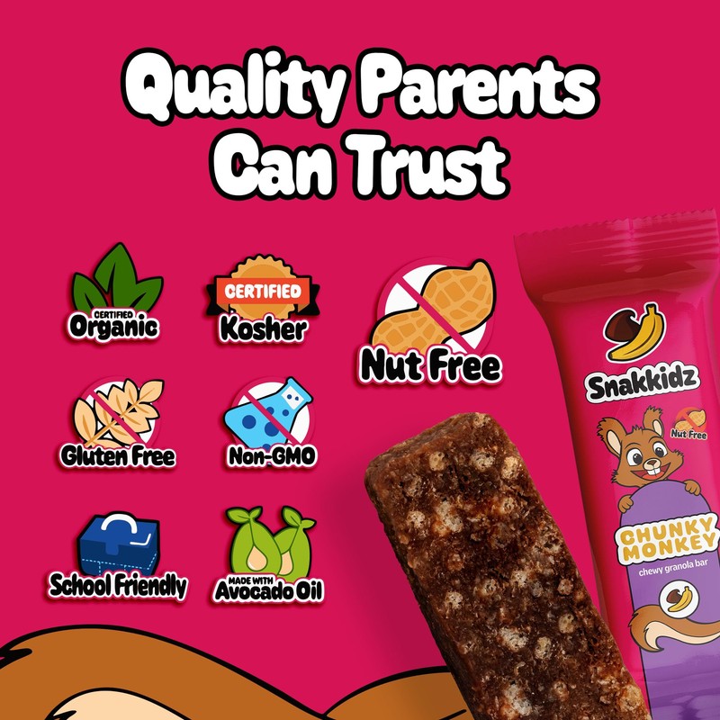Snakkidz Organic Chewy Granola Bar, Allergen Free, Made with Avocado