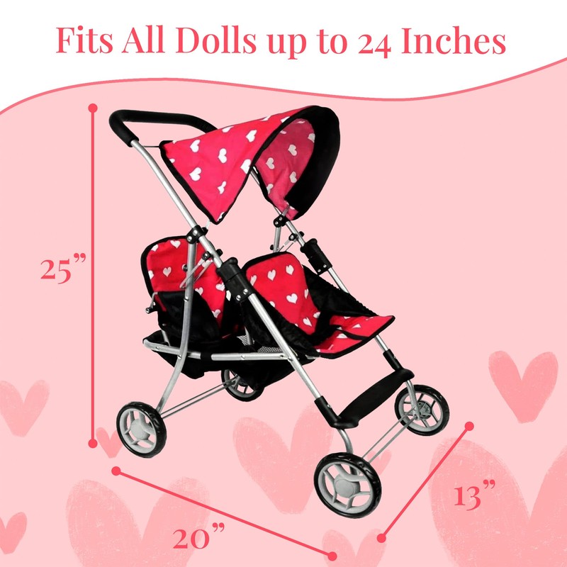 My First Doll Twin Stroller - Cutest Heart Design Doll