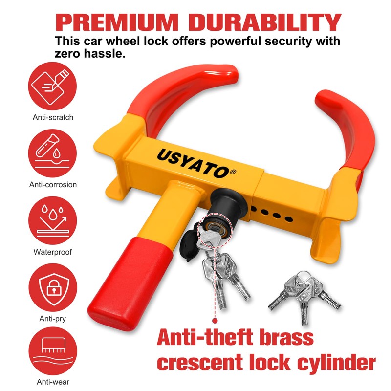 USYATO 2Pcs Universal Heavy Duty Wheel Lock - Anti Theft