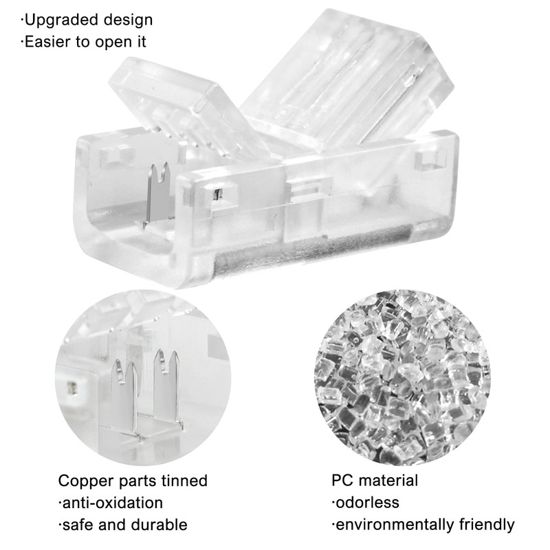 RGBZONE 2-Pin 8mm COB LED Strip to Wire Connector, Solderless