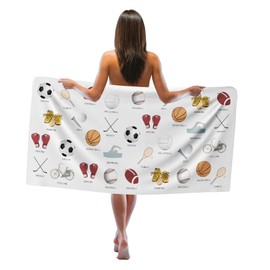 Gnmduw Kids Sports Beach Towel, Boys Sports Sand Beach Towels Gifts for Boys Toddlers Sports Lovers, Football Baseball Boy Quick Dry Bath Pool Towels for Swimming Pool, Kids Bathroom Decor, 30x60 in