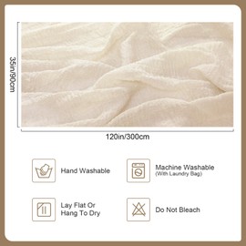 GARENY 6 Pack 10 Ft Cheesecloth Table Runner 120 Inches Long Boho Ivory Cream White Cheese Cloth Table Runner for Baby Shower Decorations Wedding Decor Holiday Party Centerpiece Table Decorations