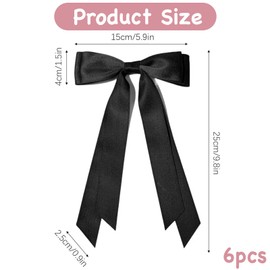 Leogony 6PCS Hair Bow Clip for Women, Black White Hair Ribbon for Girls