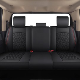 JOJOBAY Car Seat Covers for Dodge Ram,Fit 2009-2025 1500/2500/3500 HD Pick-up Truck,Crew,Regular,Quad,Mega Cab,Waterproof Synthetic Leather Seat Covers (Rear Seat Cover,BlackRed)
