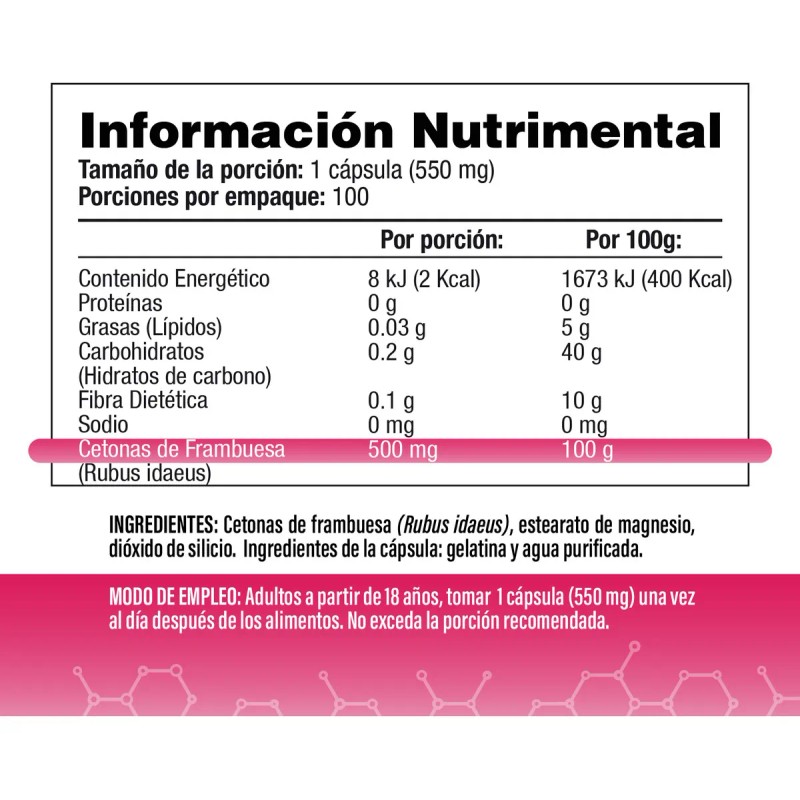 Cetonas de Frambuesa 500mg - Uno al día - Premium,