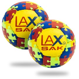 Lax Sak Soft Practice Lacrosse Balls - Same Weight & Size as a Regulation, Great for Indoor & Outdoor Practices, Less Bounce & Minimal Rebounds - Puzzle, 2 Pack