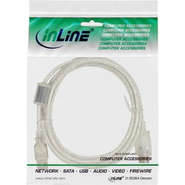 InLine 34618Q USB 2.0 Extension Male / Female Type A Transparent with Ferrite Core 2m