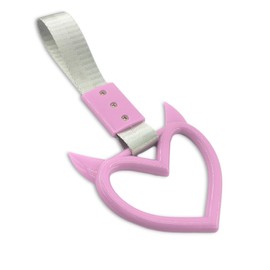 Lyxheth 2PCS Heart shaped Car Handle Straps, Heart Car Accessories, Ring Hearts Shaped Cars Hand Strap Drift Charm, Universal Handle Keychains Accessory Suitable for Cars Bus (Pink+silver)