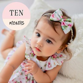 Arooow Monthly Baby Milestone Wooden Circles - 6 Pack Double Sided Printed Milestone Signs, Warm Tones and Wood Color, Baby Announcement Signs Great for Newborn Photography Props (Warm Tones)