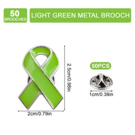 WANDIC 50pcs Lime Green Ribbon Pins, 0.98 * 0.79in Non Hodgkin's Lymphoma Awareness Badge Mental Health Brooches for Charity Event