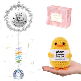 Regalos para mamá, mamá, regalo de cumpleaños para el día de la madre, atrapasoles para colgar en ventanas, pato positivo con inspirador para decir cosas de moda