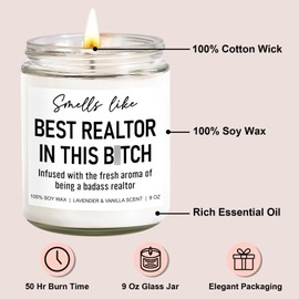 Younift Best Realtor Candle, Realtor Gifts for Women, Men, Realtor Gifts, Christmas, Closing Gifts for Realtors, Real Estate Agent Gifts, Funny Thank You Gifts for Realtor, Salesperson, Broker