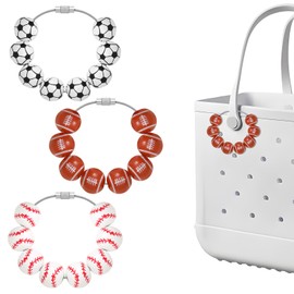 3Pcs Hole Bag Accessories Baseball Basketball Football, Modern Bag Accessories Supplies, Football Key Holder Decorations, Sports Keychain Decor Supplies