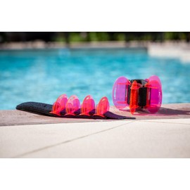 Aqualogix - Juego de aletas híbrida de entrenamiento acuático de resistencia media, color rosa, puños acuáticos, guía de inicio rápido, pesas de agua en las piernas, entrenamiento de fuerza, HIIT y