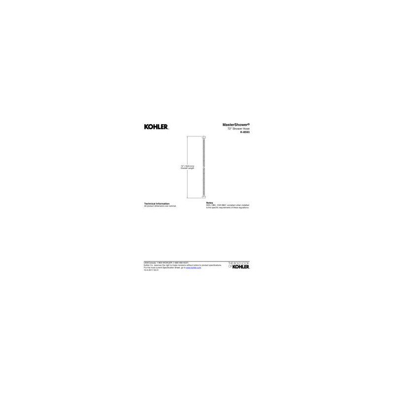 KOHLER K-8593-BN MasterShower 72" Metal Shower Hose, Kink-Resistant, Easy to