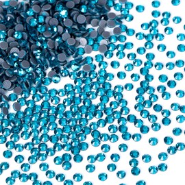 4320Pcs SS10 Blue Zircon Hotfix Rhinestones Crystal Glass Diamonds for Clothes Fabric Shirts Tumblers Shiny Decoration Flatback Round (2.8MM Bulk)