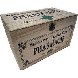 khevga Storage Box with Lid: Wooden Box Medication Decoration (25 x 15 x 15 cm, Green)