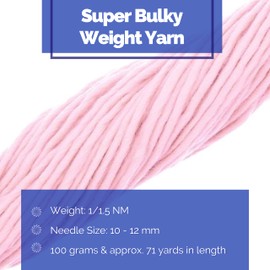 Revolution Fibers Hilo de merino súper voluminoso de alta calidad, 100 gramos de hilo de lana 100 % grueso, hilo de lana gruesa para tejer, ganchillo, manta de bebé, teñido, fieltro, tejer, hilo de caramelo rosa