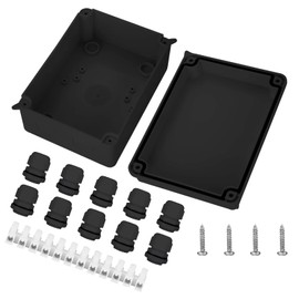 IP65 Waterproof Junction Box Large ABS Electrical Box, Outdoor Cable Connector, Weatherproof Electric Cover Enclosure Black (150x110x70mm) - AVARTEK