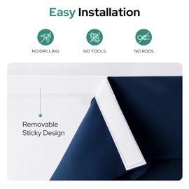 HOMEIDEAS Navy French Door Curtains Blue Privacy Blackout Door Curtains, 26 X 40 Inch Room Darkening Curtains for Glass Door, Thermal Insulated Tie Up Shades Window Curtains for Bedroom, 1 Panel