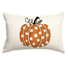 RABUSOFA Pumpkin Fall Decor Pilliow Covers,Orange Polka Dot Decoration Throw Pillowcases,Thanksgiving Holiday Fall Decorations Cushion Covers for Home Sofa Couch Living Room 12x20 Inch/30x50 cm
