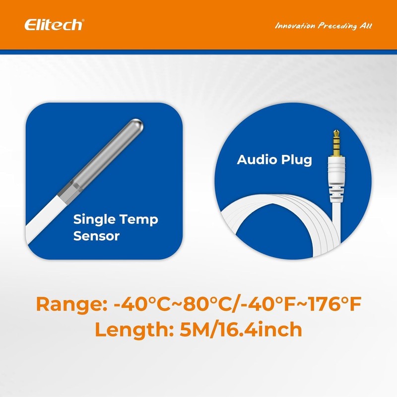 Elitech External Temperature Sensor, Temperature Sensor Only Fits RCW-360Pro Device,