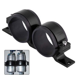 Aramox 60mm Aluminum Alloy Fuel Pump Bracket for Car Fuel Pump Holder Double Filter Black