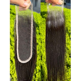 BALORIECA real hd lace closure 2x6 deep part straight Human Hair closure 0.10mm Ultra-thin Swiss Skinlike hd lace Closure with Natural Hair Line Human Hair(20 Inch, Straight)