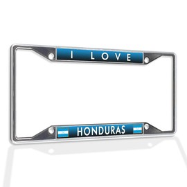 Fastasticdeals Metal Insert License Plate Frame I Love Honduras Weatherproof Car Accessories Chrome 4 Holes Solid Insert