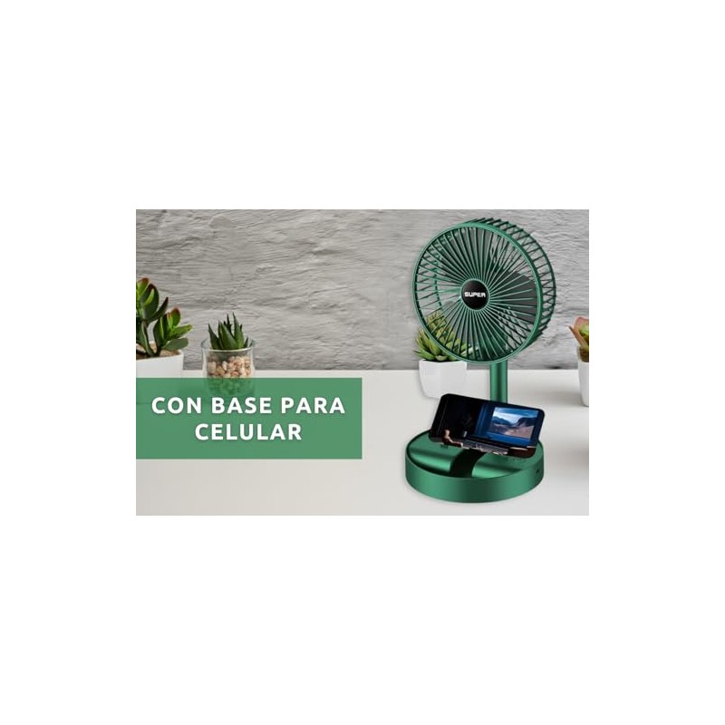 Dosyu Ventilador Plegable para Escritorio 3 Velocidades Recargable (Blanco)