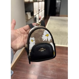 COACH CZ602 Mini Court Backpack Bag Charm Signature Canvas Floral Print Keychain