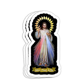 Jesus Divine Mercy Saint Faustina Catholic Prayer 01 Gift Decorations - 4x3 Vinyl Stickers, Laptop Decal, Water Bottle Sticker (Set of 3)
