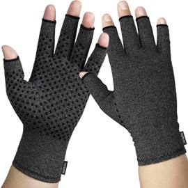 SUPEAK Arthritis Compression Hand Gloves - Fingerless Gloves for Gaming Computer Typing Mittens, Relieve Carpal Tunnel, RSI, Tendonitis, Joint Pain, Hand Warmer Men & Women (1 Pair) (M)