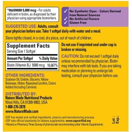 Nature Made Biotina 5000 Mcg Belleza Cabello Piel Uñas