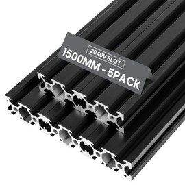2040 Aluminum Extrusion, 5 PCS V Slot European Standard Aluminum Profiles, 1500mm Extruded Aluminum, Anodized Linear Rail for 3D Printer Parts, CNC, DIY, Black
