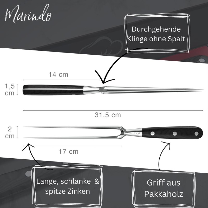 Marindo Professional Meat Fork, Stainless Steel, 31.5 cm, Meat Fork