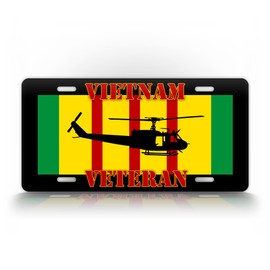 SignsAndTagsOnline Vietnam Veteran UH-1 Huey License Plate Bell Iroquois Helicopter Auto Tag Patriotic Military Car Sign