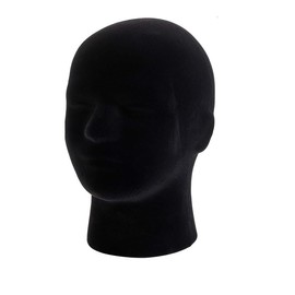 Mannequin Head Stand Model,11 Inch Man Manikin Stand Model,Foam Black Velvet Male Wigs Display Model, Mannequin Manikin Head for Wig, Hat, Glasses (Black)