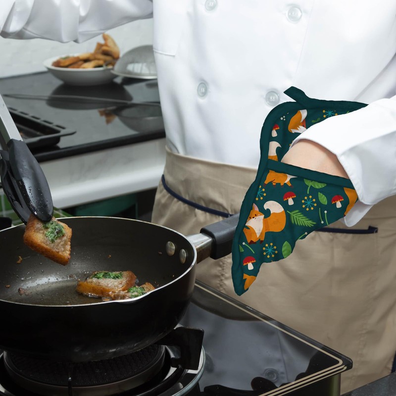 FREEBLOSS 2Pcs Fox Pattern Pot Holders for Kitchen Cotton Potholder